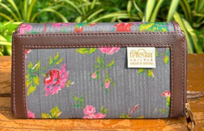 Pink Flowers Jaipur Double Zipped Wallet