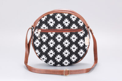 Vintage White Flowers Boho Round Sling Bag