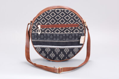 Vintage Abstract Beige Boho Round Sling Bag