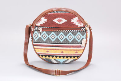 Vintage Brown Stripes Boho Round Sling Bag