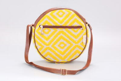 Vintage Yellow Diamond Boho Round Sling Bag