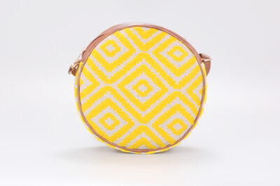 Vintage Yellow Diamond Boho Round Sling Bag