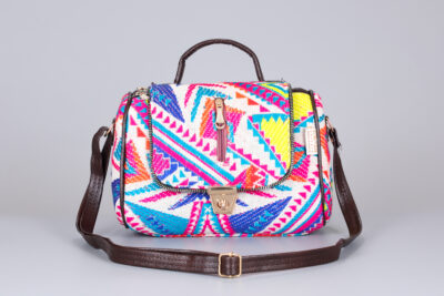 Vintage White Neon Pink Duffle Sling Bag