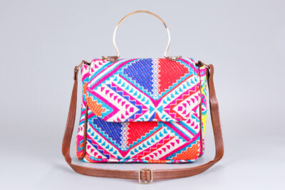 Vintage White & Neon Pink Sassy Sling Bag
