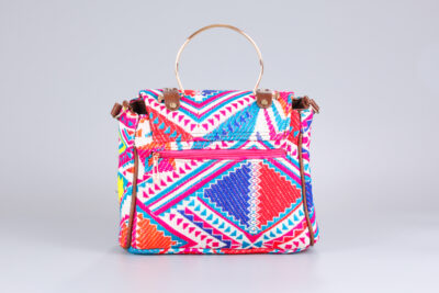 Vintage White & Neon Pink Sassy Sling Bag