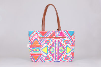 Vintage White & Neon Pink Tote Bag